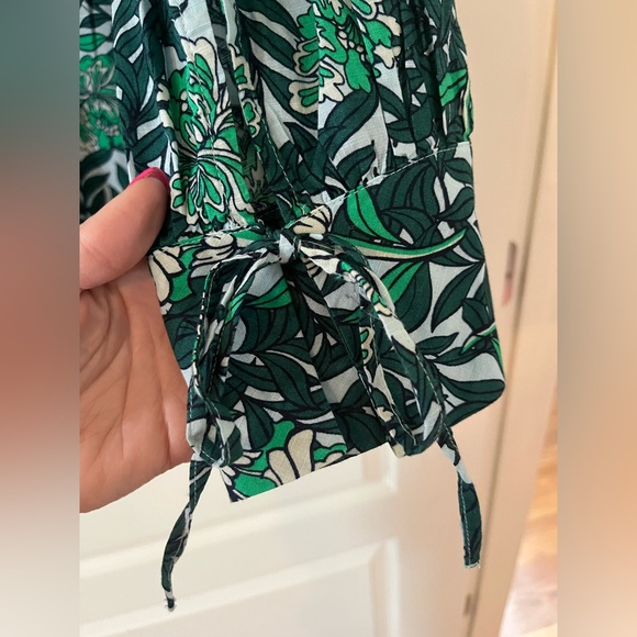 Lane Bryant Green & White Button Down Cotton Blouse with Tie Sleeves 26/28 - Picture 3 of 16